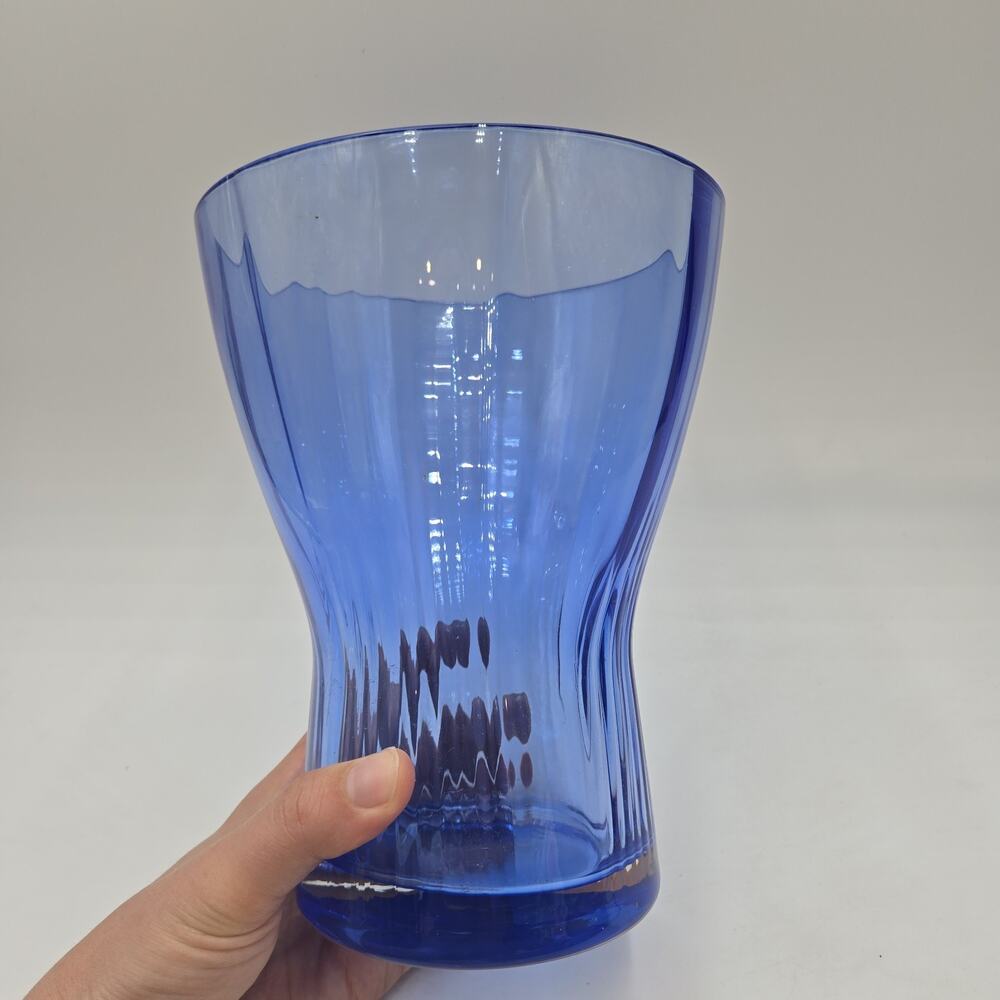 Vintage VILLEROY & BOCH Ribbed Blue Cobalt Large Glass Vase